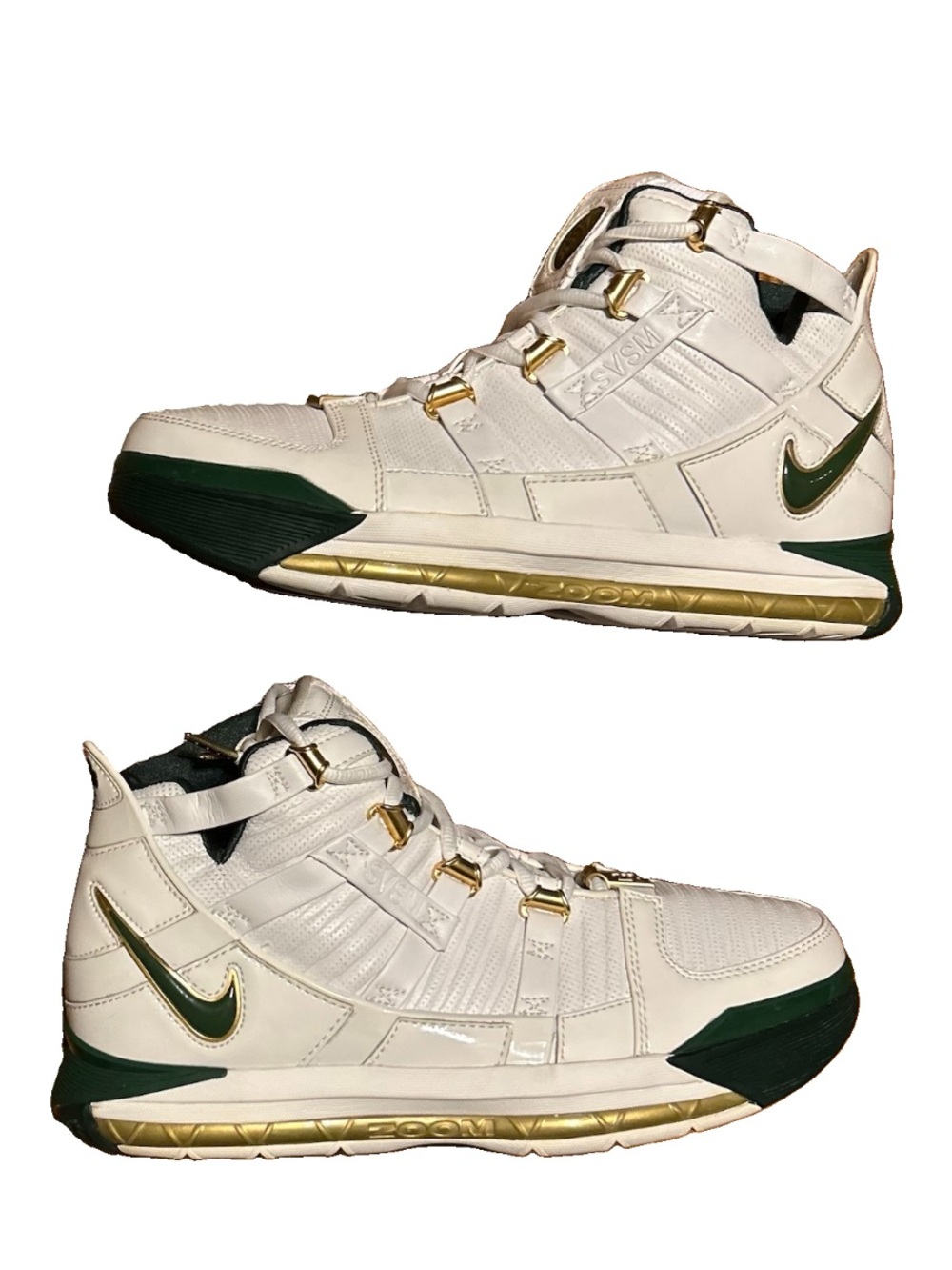 Nike LeBron 3 SVSM Home St Vincent St Mary AO2434-102 Size 9 White Green Gold